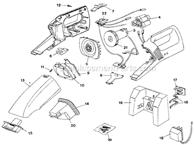 Page A Diagram and Parts List for DB2000 Type 2 Black and Decker Hand Vacuum